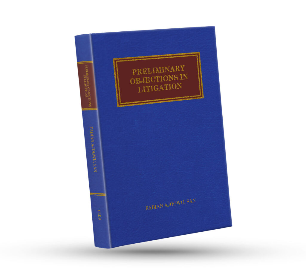 Mockup of book (blue, red and gold) by Professor Fabian Ajogwu SAN